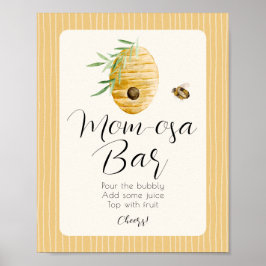 Póster Mom-osa Bar Bee Themed Baby Shower Table Sign