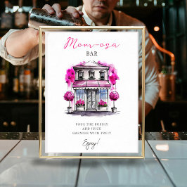 Póster Mom-osa Bonjour Bebe Paris Baby Shower rosa francé