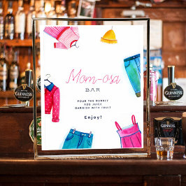 Póster Mom-osa Hello Baby Pink Blue Clothes Baby Shower