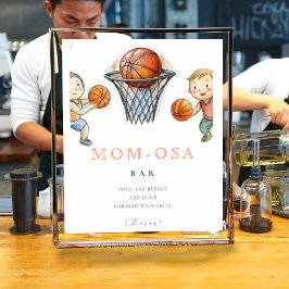 Póster Mom-osa Our Little Champ Basketball Baby Shower