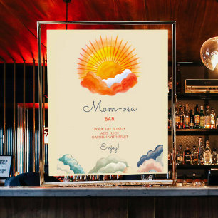 Póster Mom-osa Sunshine y Clouds Retro Baby Shower
