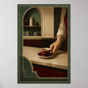Póster Momento de café Art Deco – Pared de café vintage e