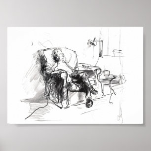 Póster Momento de Música Acogedora – Boceto Vintage de Re