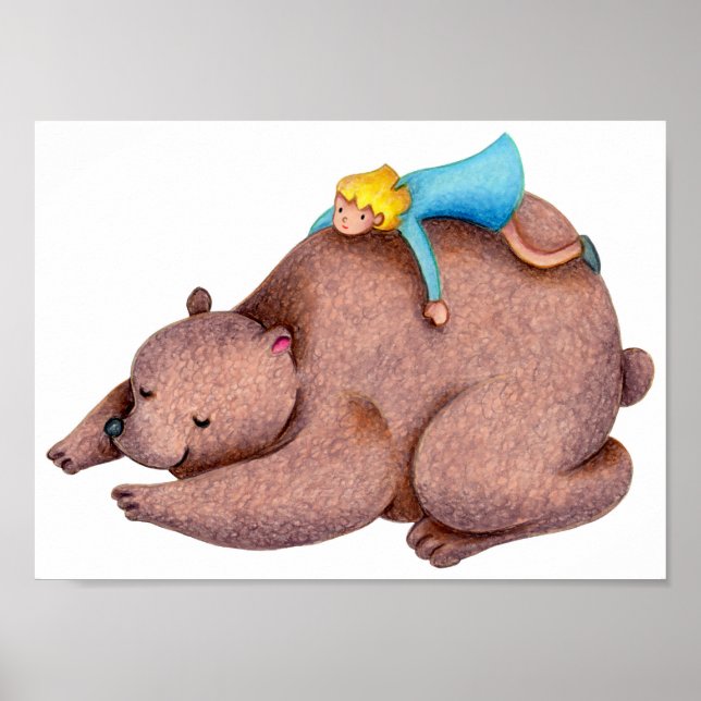 Póster Momento de paz con un oso. (Frente)
