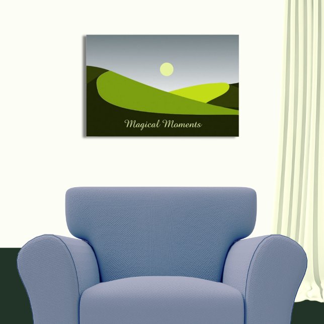 Póster Momentos mágicos, paisaje de las colinas rocosas v (Magical Moments, Green Rolling Hills Landscape Poster)