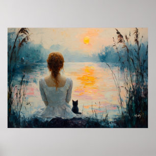 Póster Momentos Serenos: Estilo de óleo abstracto inspira