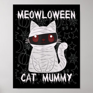 Póster Momia de Gato Negro Halloween