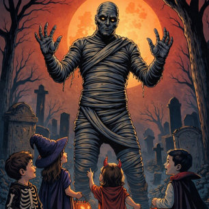 Póster Momia de 'Truco o Trato' en el cementerio