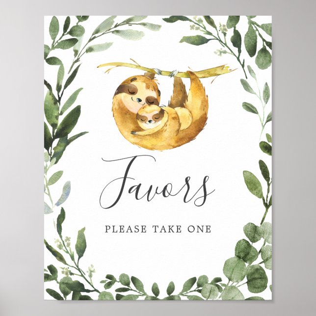 Póster Mommy Baby Sloth Baby Shower Favors Sign (Frente)