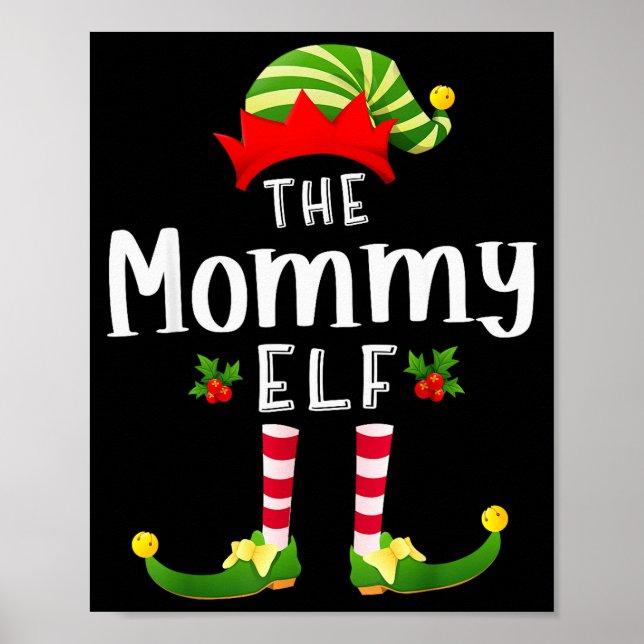 Póster Mommy Christmas Elf Matching Pajama X-mas Party  (Frente)