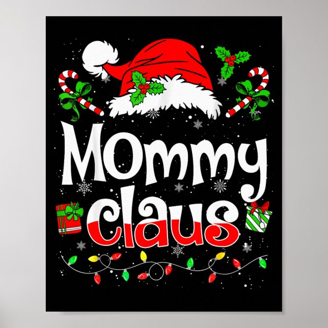 Póster Mommy Claus Shirt Christmas Lights Pajama Family M (Frente)