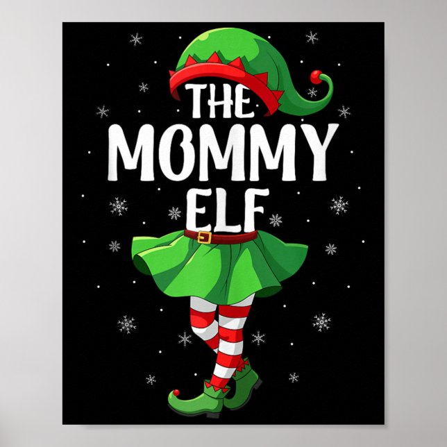 Póster Mommy Elf Christmas Girls Women Elf Squad Xmas Fam (Frente)