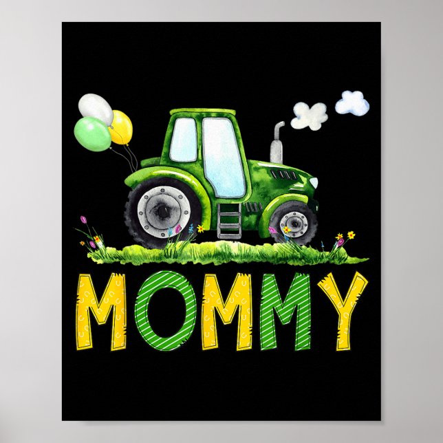 Póster Mommy Of The Birthday Boy Tractor Farm Truck Match (Frente)