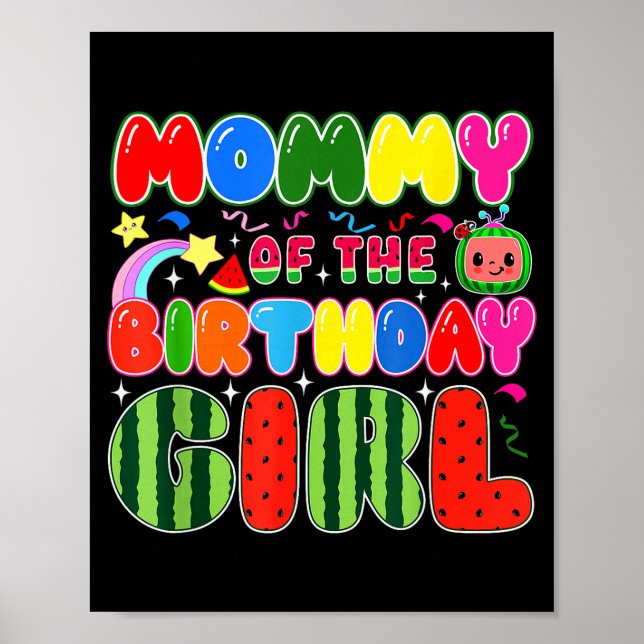 Póster Mommy Of The Birthday Girl Melon Family Matching F (Frente)