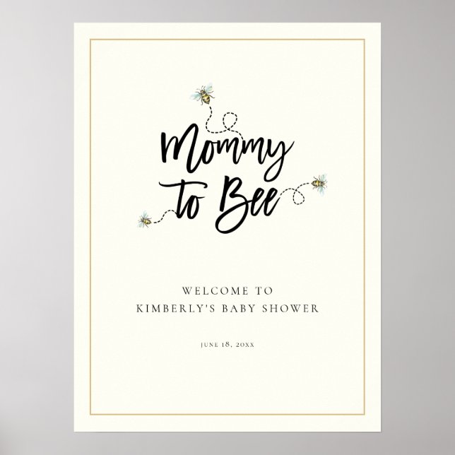 Póster Mommy To Bee Baby Shower Welcome (Frente)