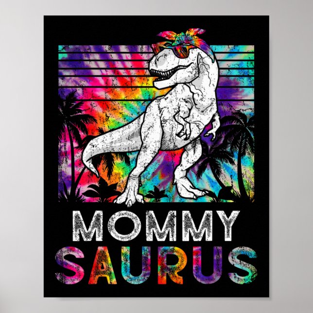 Póster Mommysaurus Dinosaur Mamá Saurus Familia Combinaci (Frente)