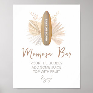 Póster Momosa Bar Baby a bordo del Rótulo Baby Shower