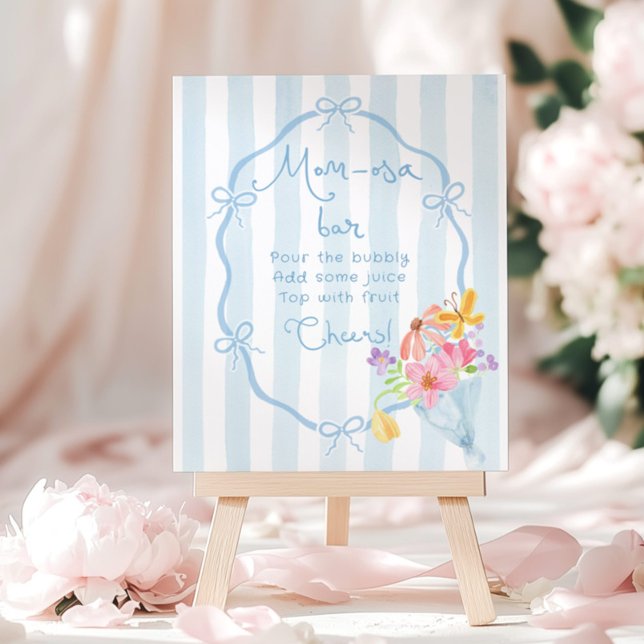 Póster Momosa Bar Blue Whimsical Floral Baby Shower (Subido por el creador)