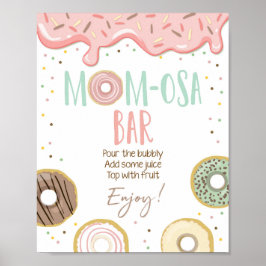 Póster Momosa Bar Mom-Osa Chica Rosa Rótulo de fiesta de 