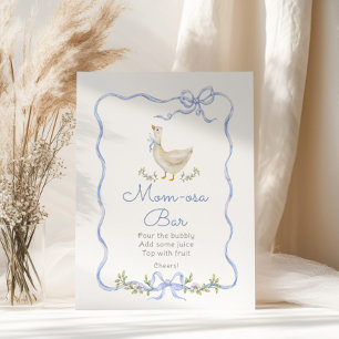 Póster Momosa Bar Silly Goose Lazo Azul Baby shower de ni