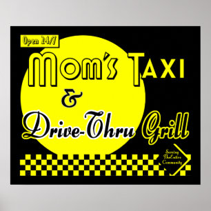 Póster Moms Taxi & Drive A Través De La Cocina Retro Gril