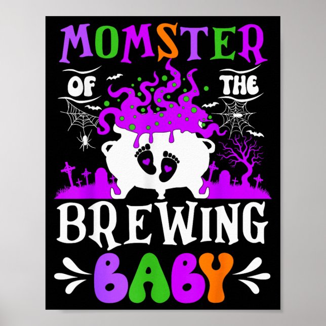 Póster Momster Of The Brewing Baby Mom To Be Halloween  (Frente)