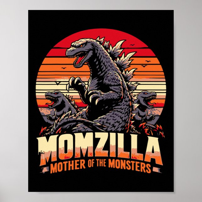 Póster Momzilla Curiosa Madre De Monstruos Retro Cumpleañ (Frente)