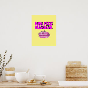 Póster Mon Petit Macaron Retro Groovy Textos