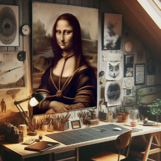 Póster Mona Lisa atrapada en shibari