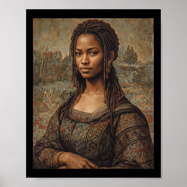 Póster Mona Lisa Black Art Junetdecis Day Black PriOrom W (Frente)
