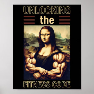 Póster Mona Lisa Bodybuilding Musc Gym Halterofilia Wo