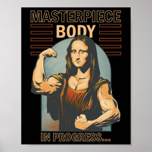 Póster Mona Lisa Bodybuilding Musc Gym Halterofilia Wo