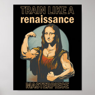 Póster Mona Lisa Bodybuilding Musc Gym Halterofilia Wo