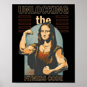 Póster Mona Lisa Bodybuilding Musc Gym Halterofilia Wo