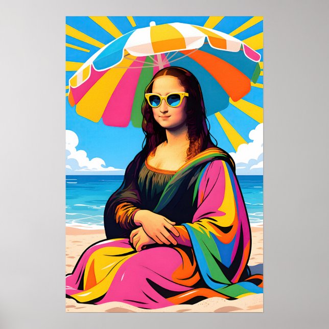 Póster Mona Lisa By the Beach  Pop Art (Frente)