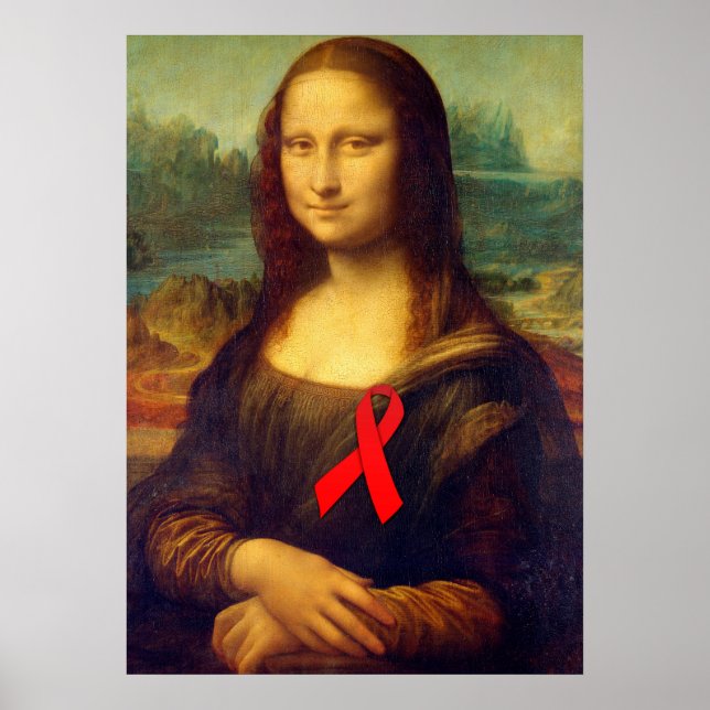 Póster Mona Lisa Con Cinta Roja (Frente)
