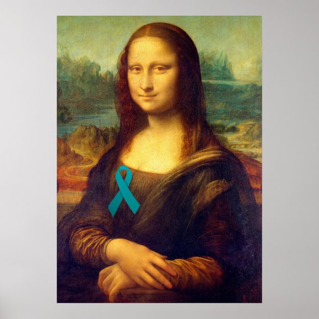 Póster Mona Lisa Con Cinta Verde azulada (Frente)
