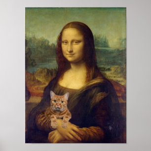 Póster Mona Lisa con gato