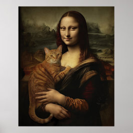 Póster Mona Lisa con gato