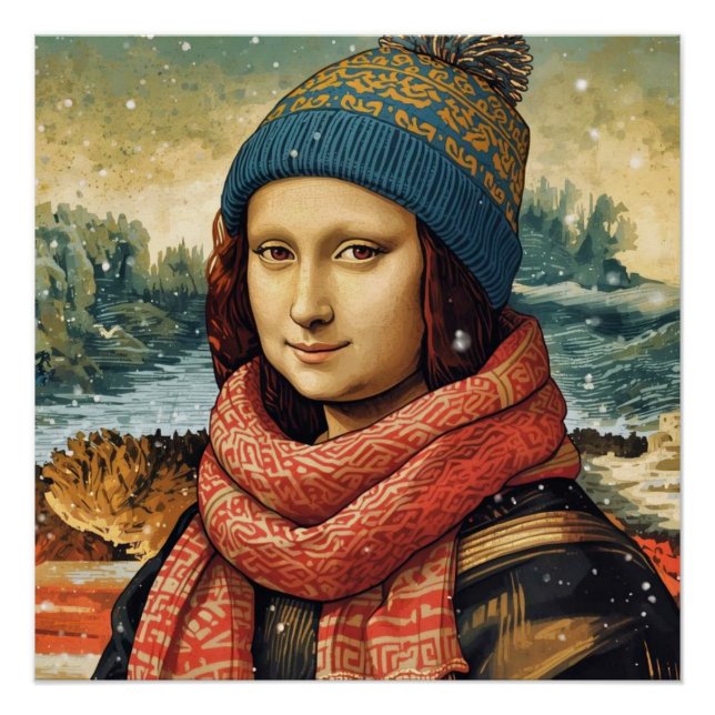 Póster Mona Lisa con gorro - vibraciones de invierno (Anverso)