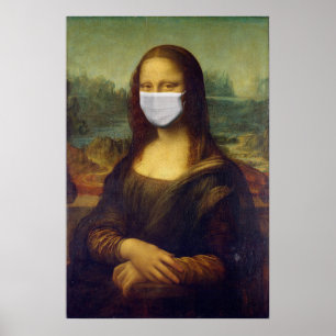 Póster Mona lisa con máscara quirúrgica leonardo da Vinci
