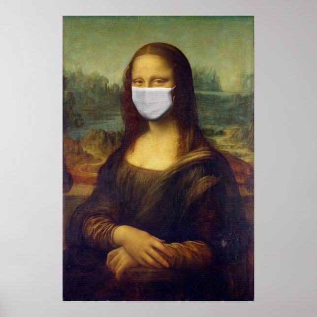 Póster Mona lisa con máscara quirúrgica leonardo da Vinci (Frente)