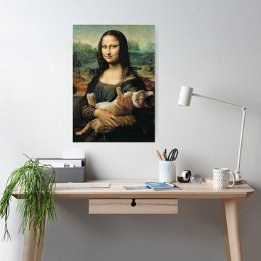 Póster Mona Lisa con su gato Leonardo da Vinci