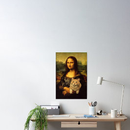 Póster Mona Lisa con su gato (piel de gato) Amantes de ma