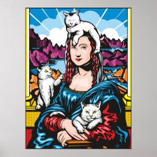 Póster Mona Lisa Con Sus Gatos
