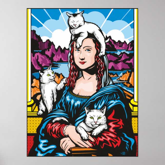 Póster Mona Lisa Con Sus Gatos (Frente)