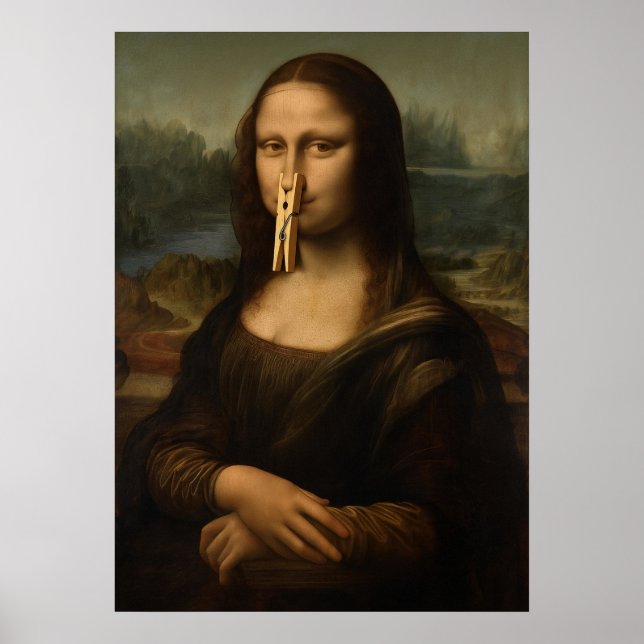 Póster Mona Lisa de pinza de ropa (Frente)