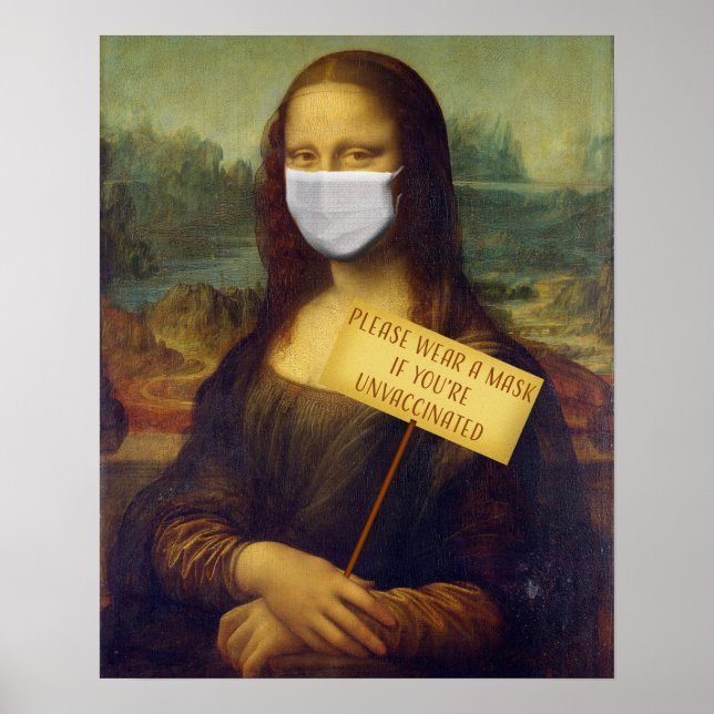 Póster Mona Lisa dice por favor use una máscara (Frente)