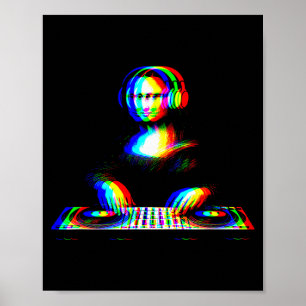 Póster Mona Lisa Divertida Dj Varwave Techno Rave Edm Mús