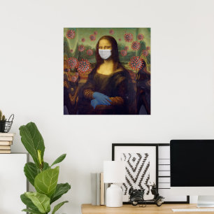Póster Mona Lisa enmascarada jugando segura atención médi